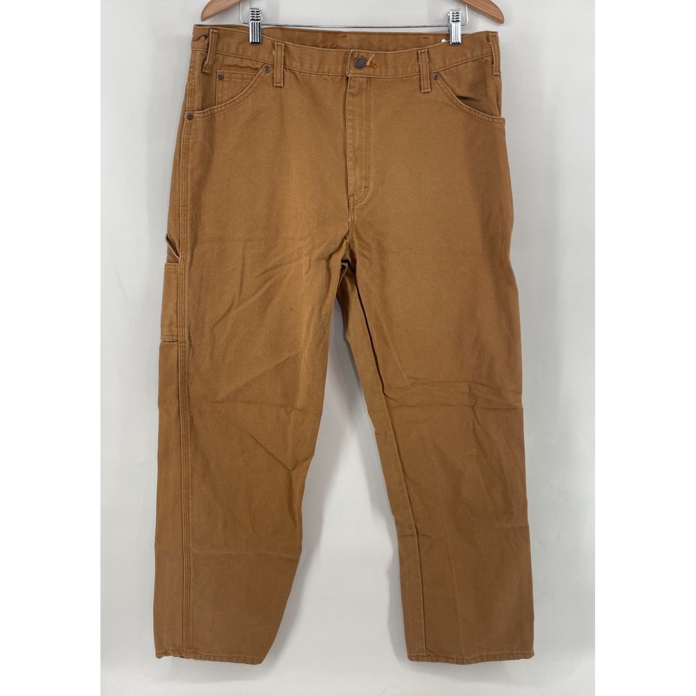 Dickies Pants Mens FITS 37x31.5 Brown Duck Canvas Carpenter Workwear Y2K